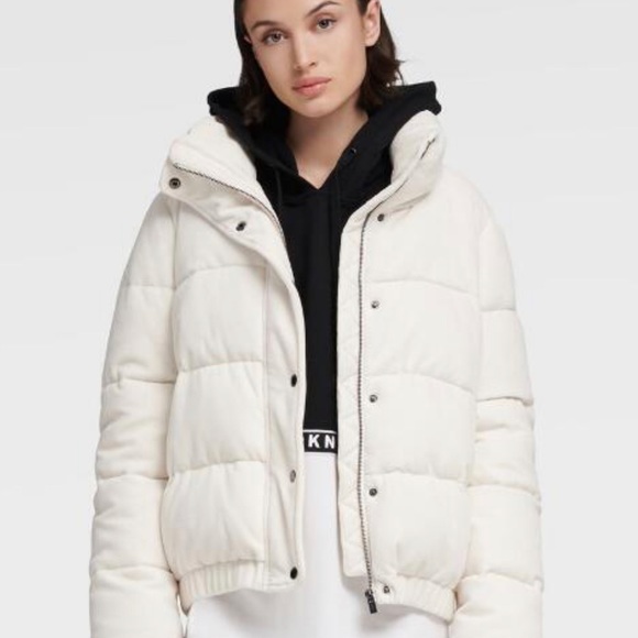 dkny velour puffer